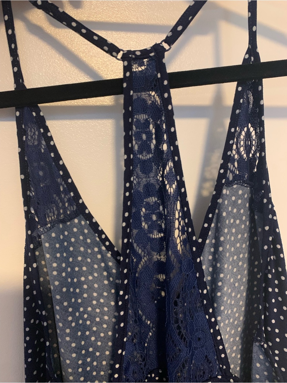 In Bloom Medium Navy and White Polka Dot Robe and Nightgown Set - Picture 7 of 7